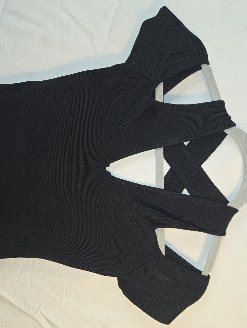 BCBGMaxAzria Black V-Neck Crisscross Back Bodycon Mini Dress