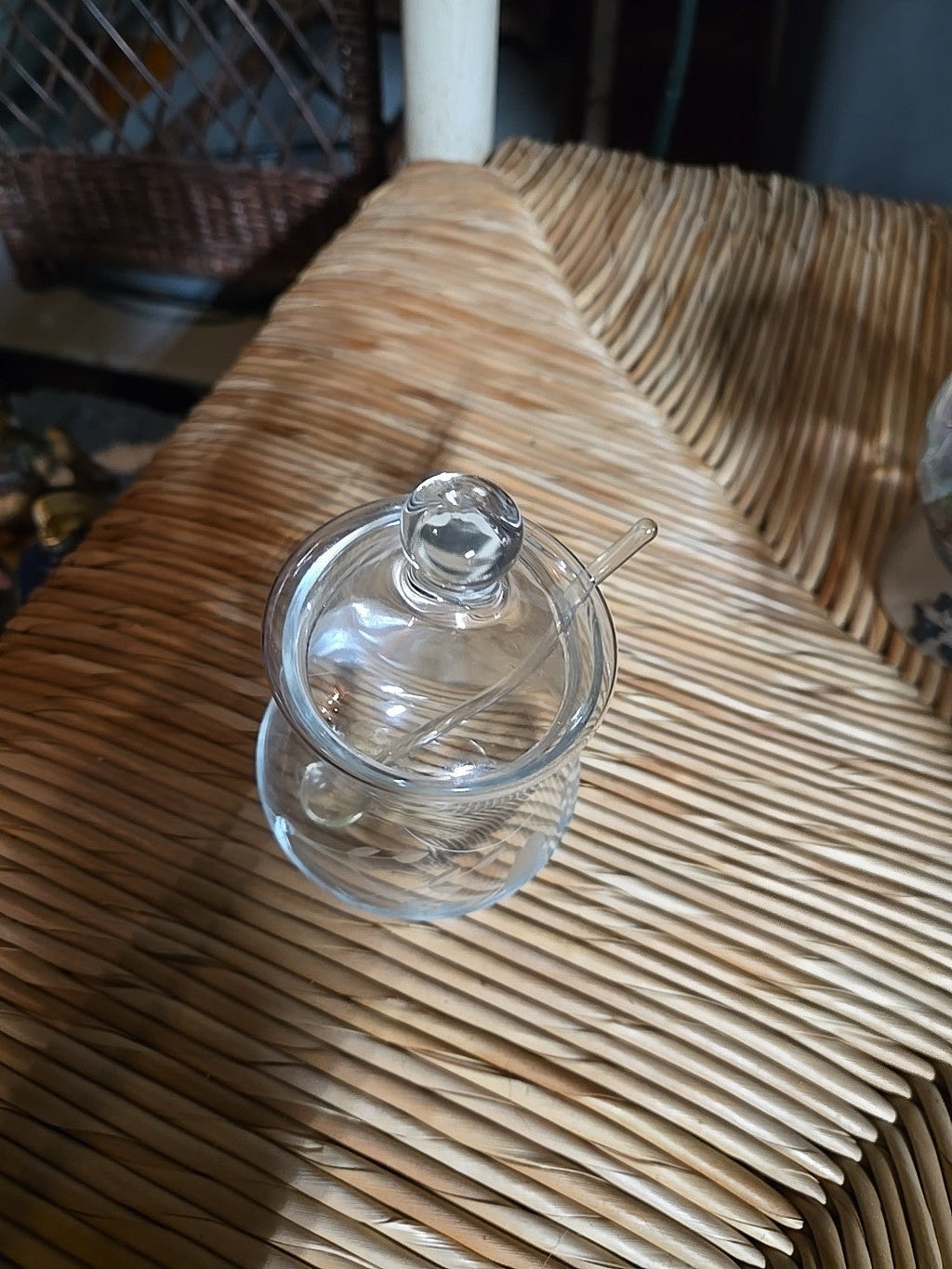 Vintage Princess House Etched Crystal Jelly Jar w/ Lid and Spoon
