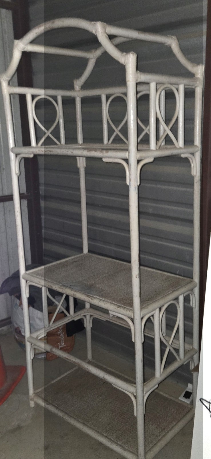 Vintage White Bohemian Rattan  Rack/Shelf