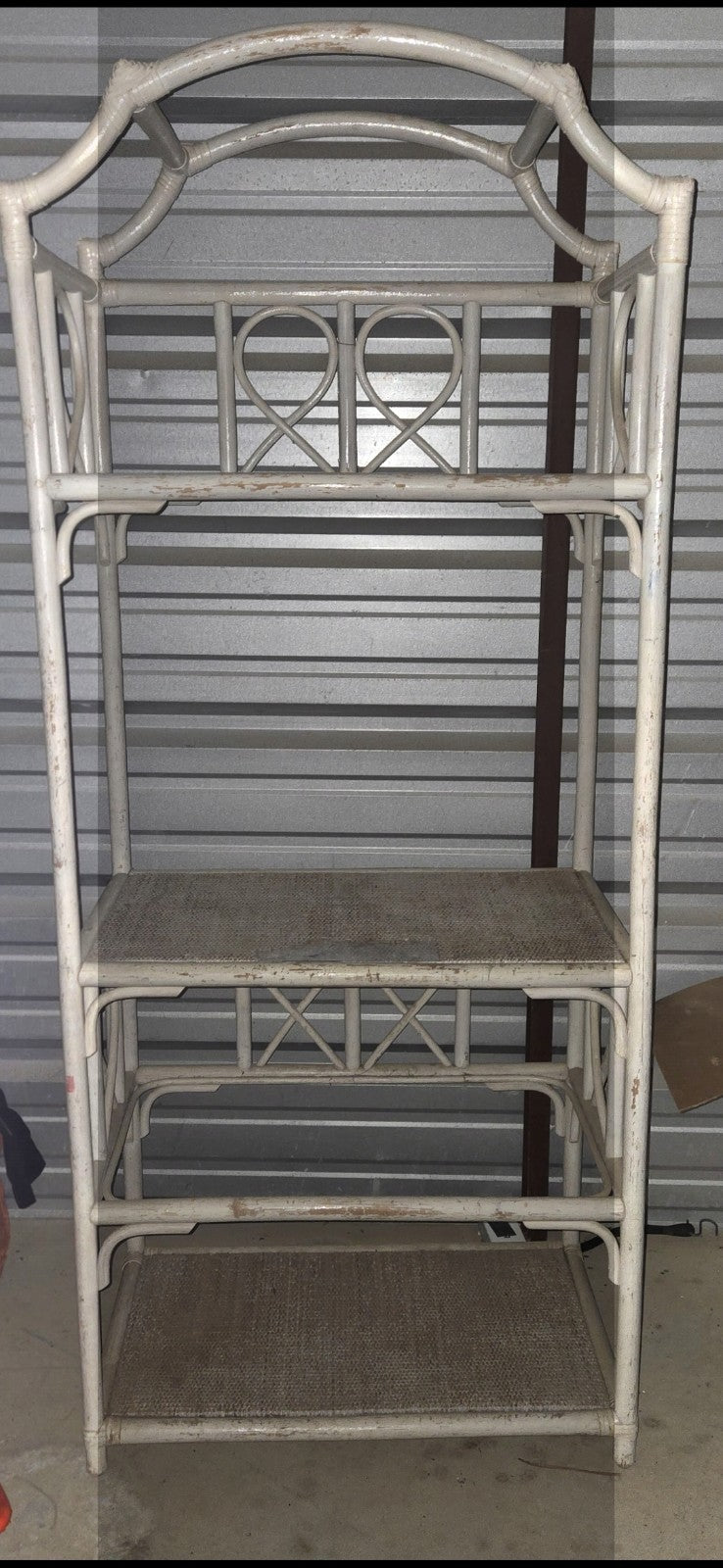 Vintage White Bohemian Rattan  Rack/Shelf