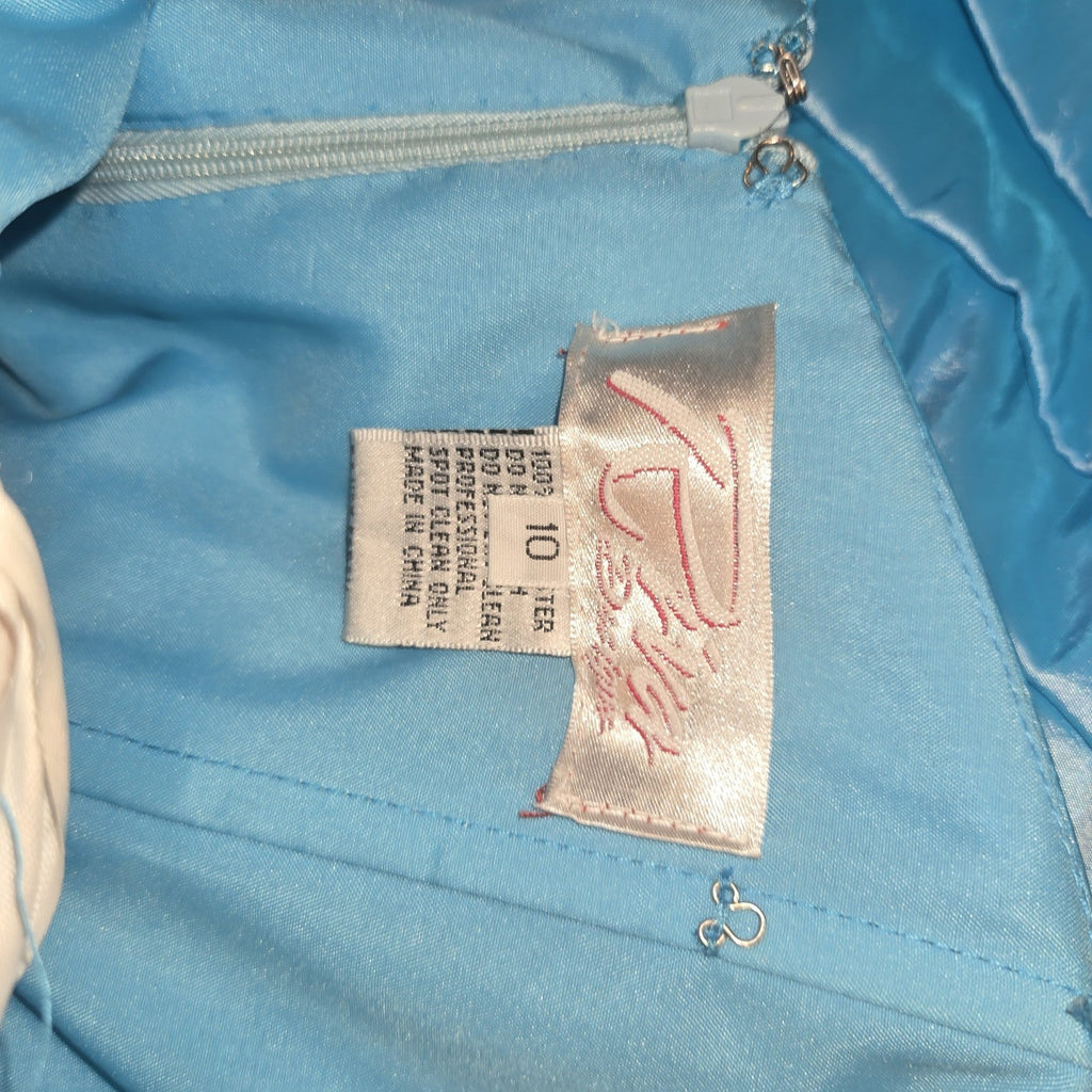 Riva Design Aqua Blue Jeweled Strapless Mini Beaded Formal Dress Size 10