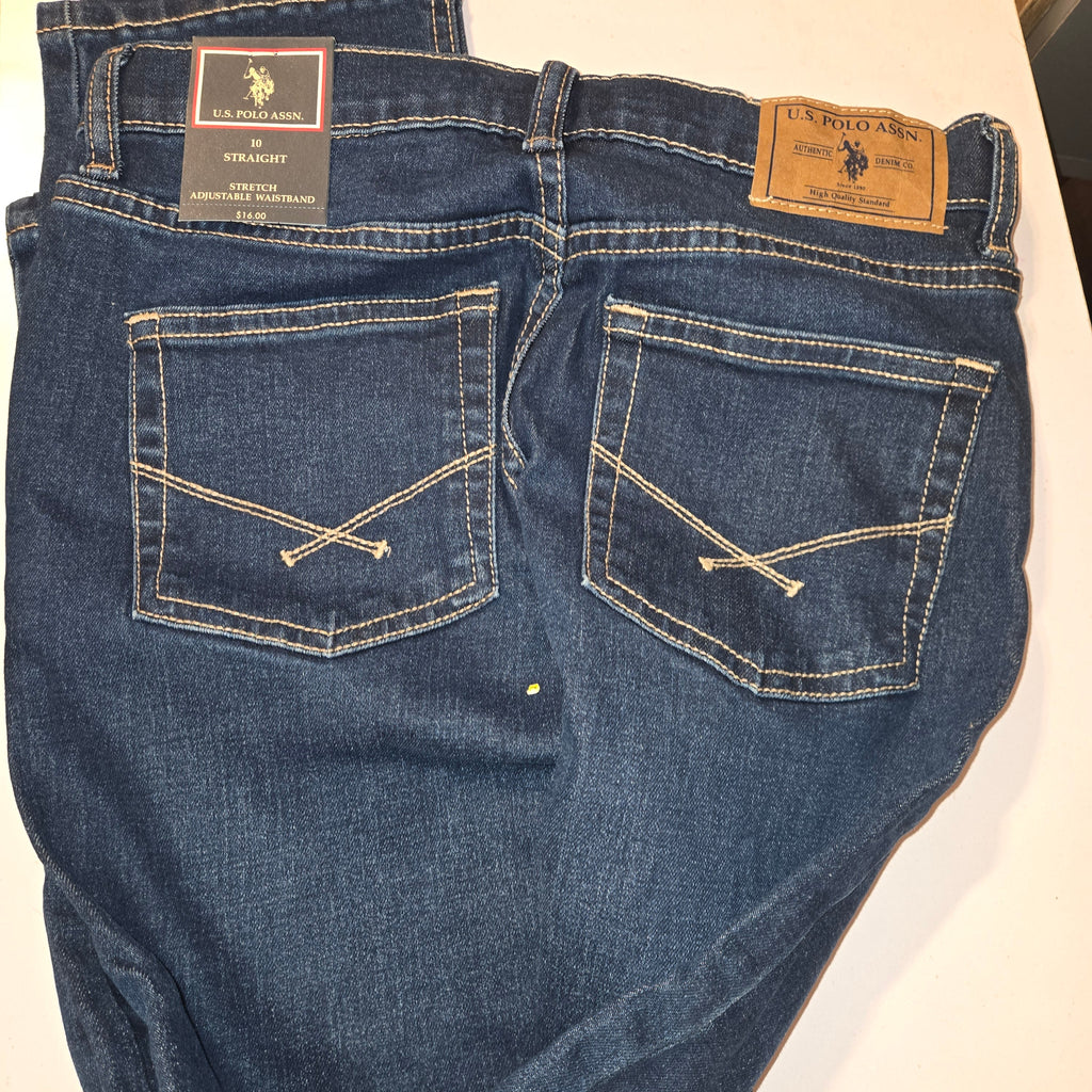 Boys dark wash straight-fit denim jeans size 10